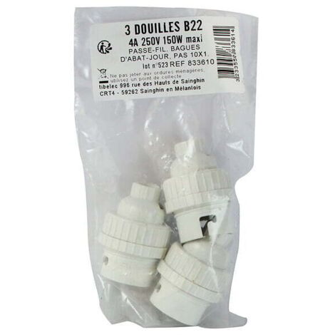 Lot de 3 douilles B22 plastique