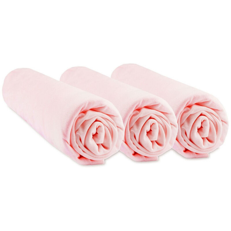 Easy Dort - Lot de 3 Draps housse Berceau 40x80 cm extensible 40x90 Bambou - Rose