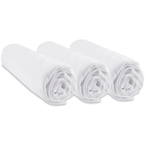 Lot de 3 Draps housse Berceau 40x80 cm extensible 40x90 Bambou - Blanc