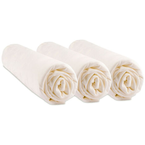 Lot de 3 Draps housse Berceau 40x80 cm extensible 40x90 Bambou - Écru