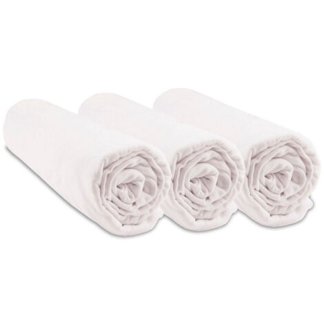 Lot de 3 Draps housse Couffin 32x72 cm 100% Coton Blanc