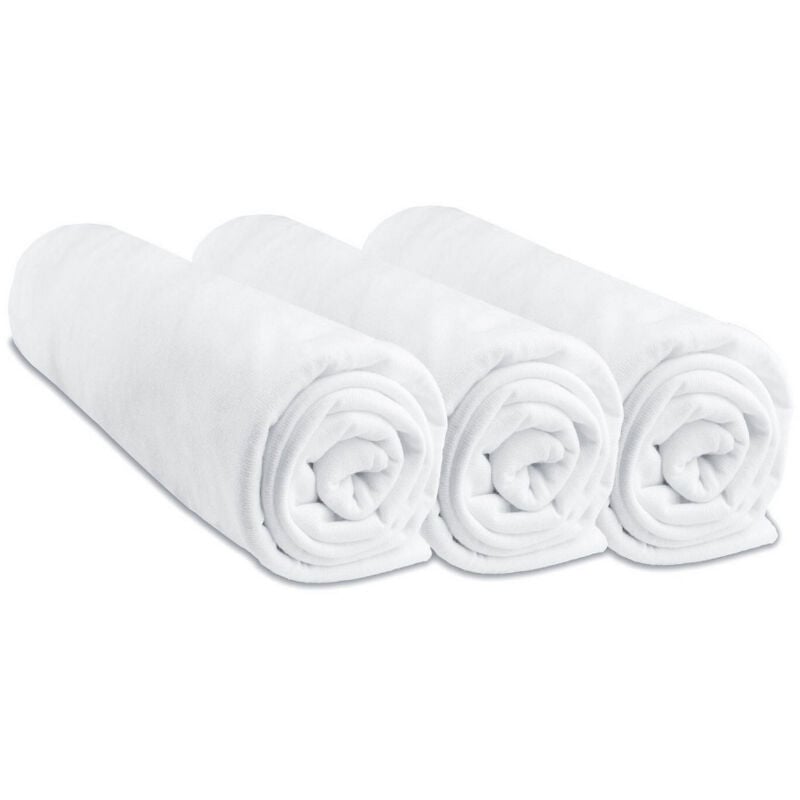 Bbla - Lot de 3 Draps housse Jersey 100% Coton - 50x100 cm - Blanc