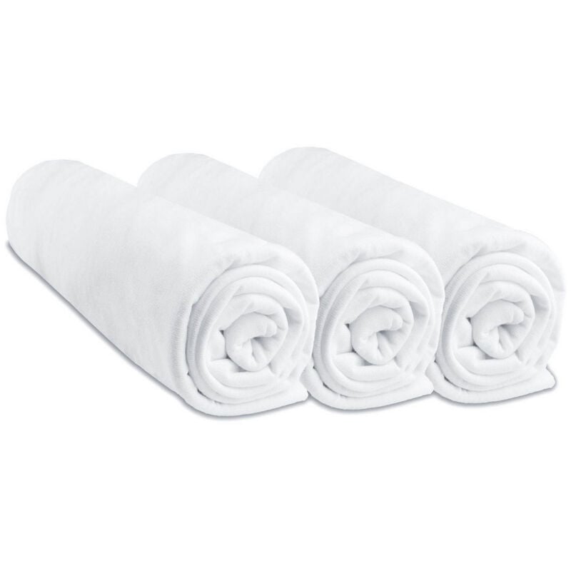 Bbla - Lot de 3 Draps housse Jersey 100% Coton - 60x120 cm - Blanc