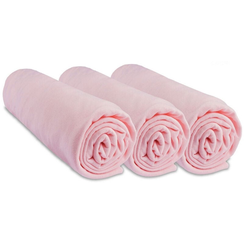 Lot de 3 Draps housse Jersey 100% Coton - 60x120 cm - Rose
