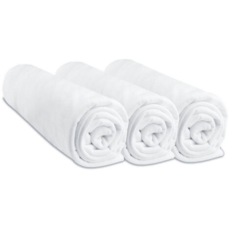 Lot de 3 Draps housse Jersey 100% Coton - 70x140 cm - Blanc