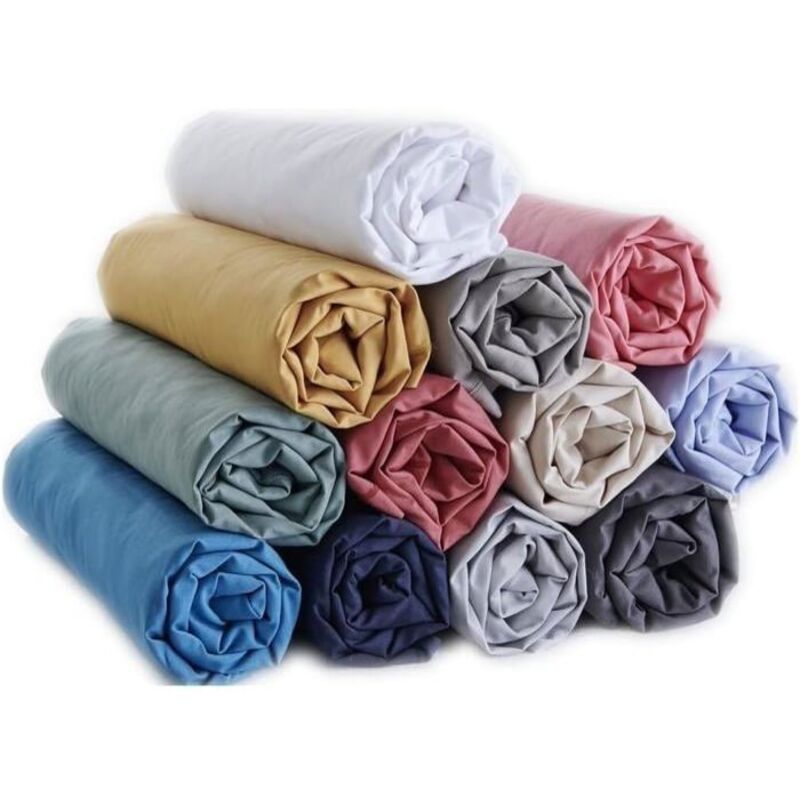 Lot de 3-Draps Housses-180x200 cm - 100% Coton - -Bonnet 30 cm Multicolore