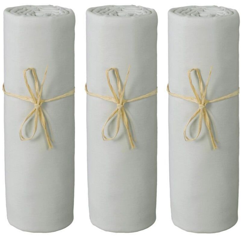 Lot x3 draps housse bébé 60x120 cm - gris perle - 100% jersey Bio