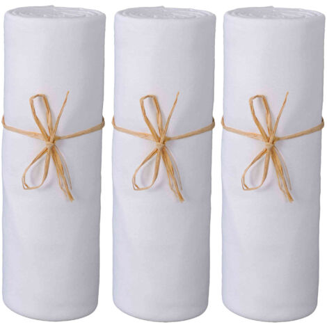 Lot de 3 draps housses bébé jersey bio blanc 70x140 - P'tit Basile
