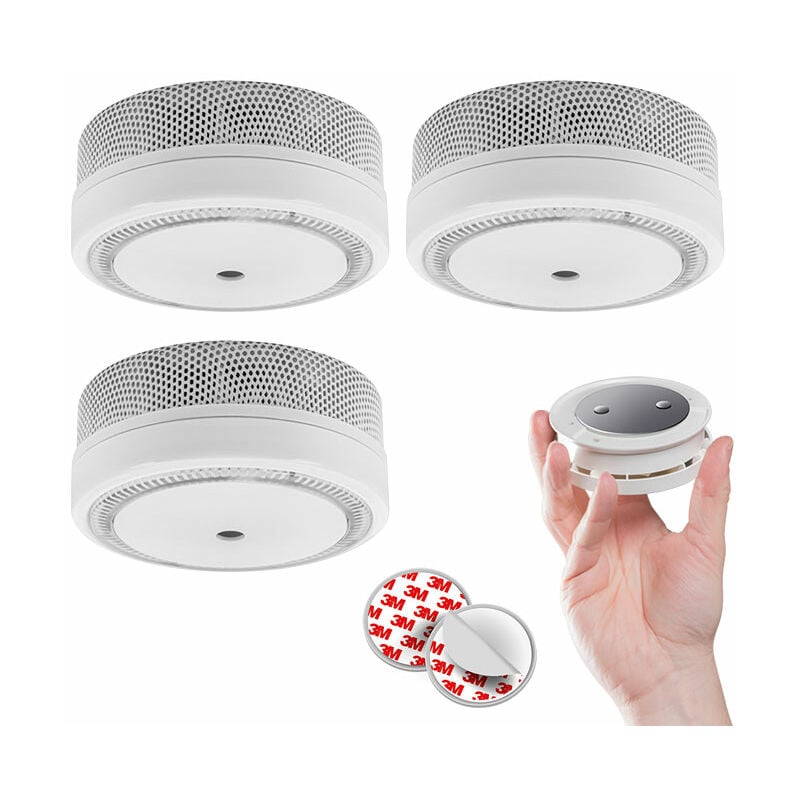 Evacuate - Lot de 3 détecteurs de fumée nf autonomie 10 ans avec supports magnétiques