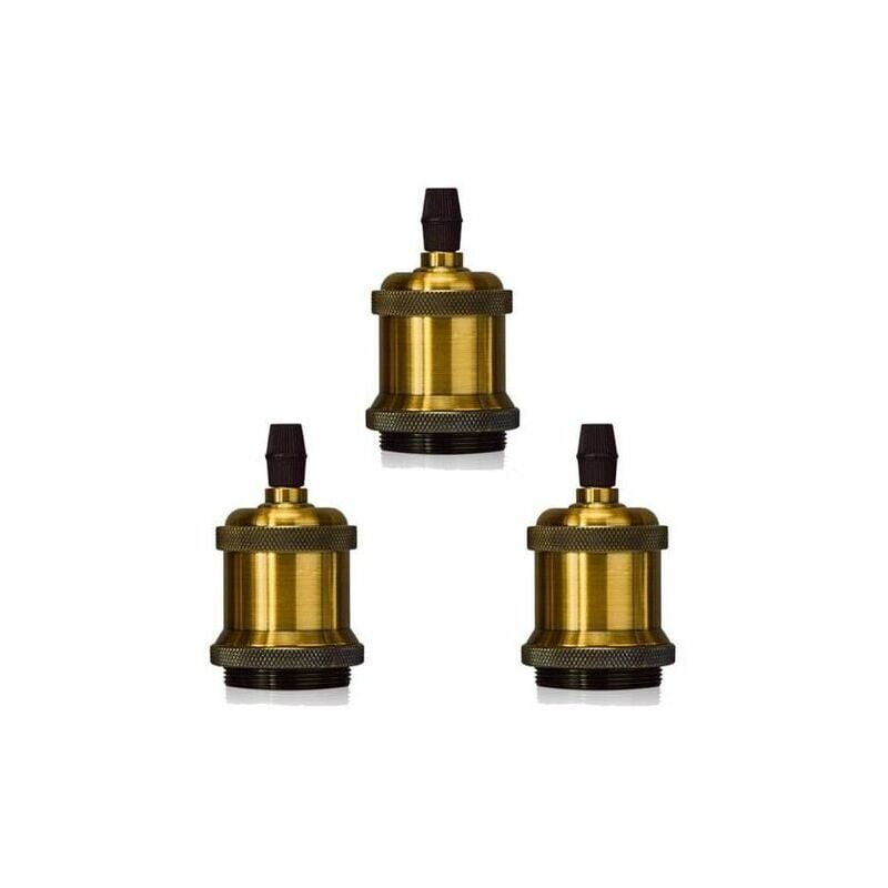 Lot de 3 Edison Douille E27 Spirale diy Adaptateur de Lampe Vintage Rétro pour Lustre Suspension, Ensoleillé