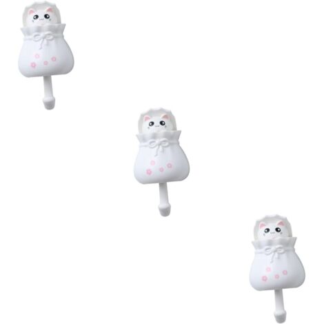 Lot De 3 Élégants En Forme De Chat Sans Trace Pour Clés Porte-manteaux Et Rangement De Cuisine