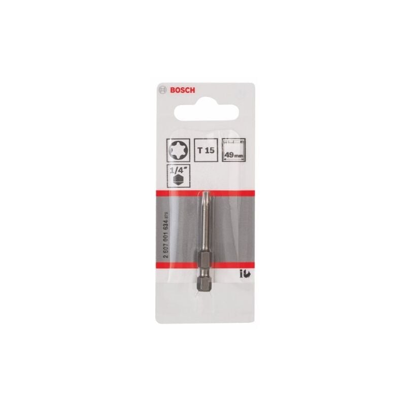 Bosch - 2607001634 embout de vissage T15 49 mm entraînement iso 1173 E6.3 queue six-pans mâle 1/4