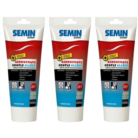 Lot de 3 enduits de rebouchage allégé pour trous et fissures importants Semin - intérieur - tube de 250 ml