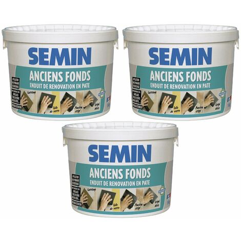 Lot de 3 enduits de rénovation pour les supports irréguliers Anciens Fonds Semin - spécial toile de verre, carrelage, peinture - intérieur/extérieur - seau de 5 kg