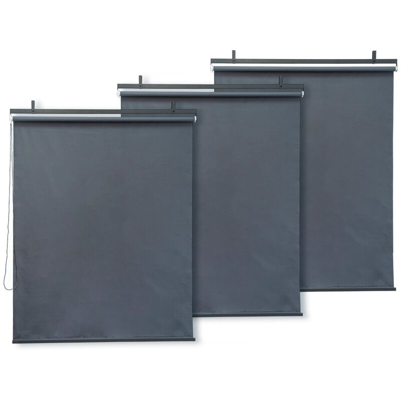 Habitat Et Jardin - Lot de 3 stores rétractables en métal - 124.5 x 225 cm - Gris anthracite
