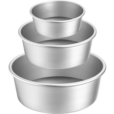 Lot de 3 Ensemble de Moules à gâteau Ronds Revêtemen Moule Professionnel Aluminium anti-adhésif avec Base Amovible Moules - 10 cm, 15 cm, 20 cm