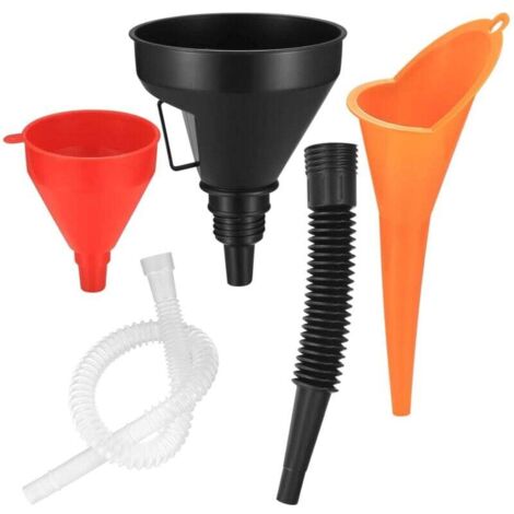Lot de 3 entonnoirs automobiles, entonnoirs à carburant à large ouverture, entonnoirs flexibles à angle droit, avec bec amovible et filtre pour eau/essence/liquide de refroidissement