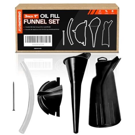 Lot de 3 entonnoirs remplissage d'huile pour carter vilebrequin 22,4 cm Harley Touring Road King Street Glide Sporster Dyna (noir) -