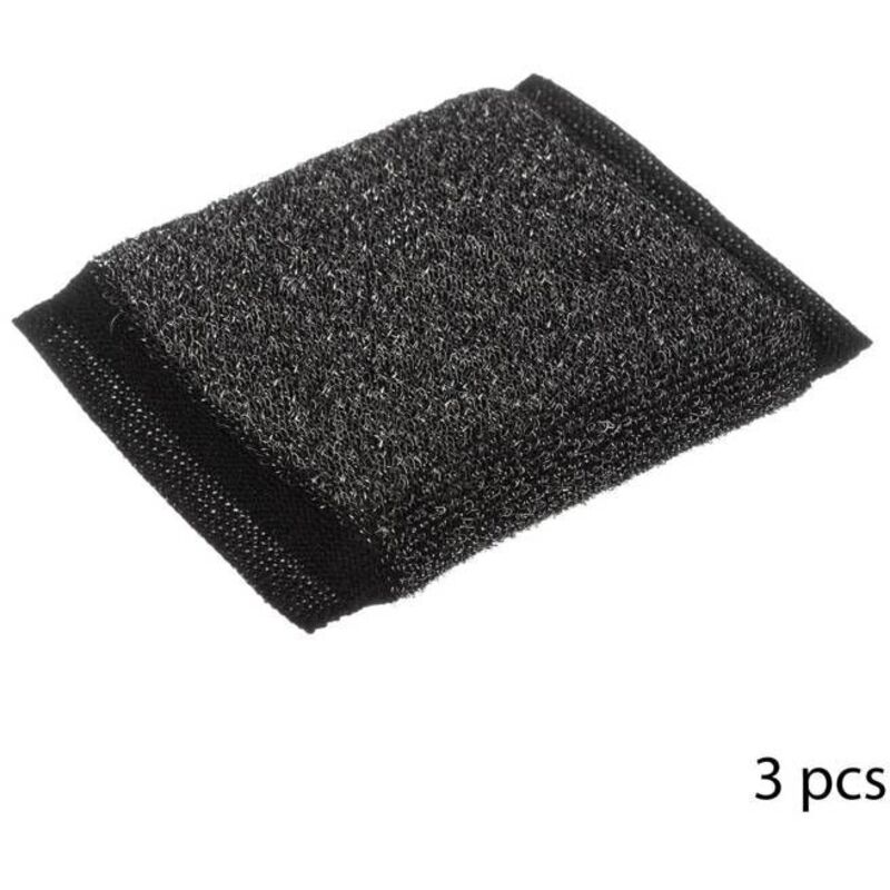 Lot de 3 éponges en inox - Noir