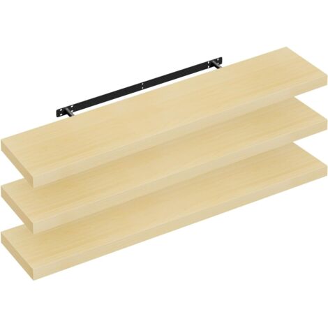 Lot de 3 Étagère Murale WOLTU, 110x22.9x3.8cm, Étagère Flottante de CD, Jaune Chêne