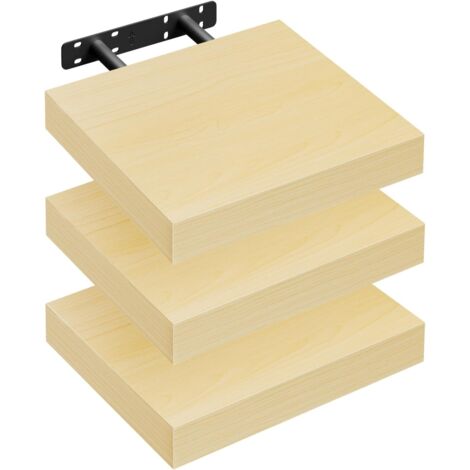 Lot de 3 Étagère Murale WOLTU, 25x22.9x3.8cm, Étagère Flottante de CD, Jaune Chêne