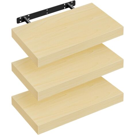 Lot de 3 Étagère Murale WOLTU, 40x22.9x3.8cm, Étagère Flottante de CD, Jaune Chêne