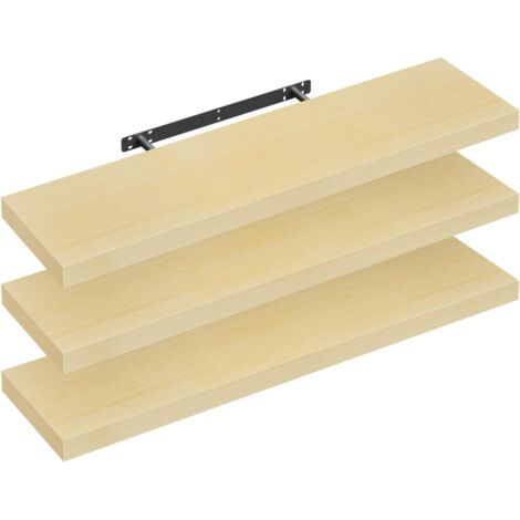 Lot de 3 Étagère Murale WOLTU, 90x22.9x3.8cm, Étagère Flottante de CD, Jaune Chêne