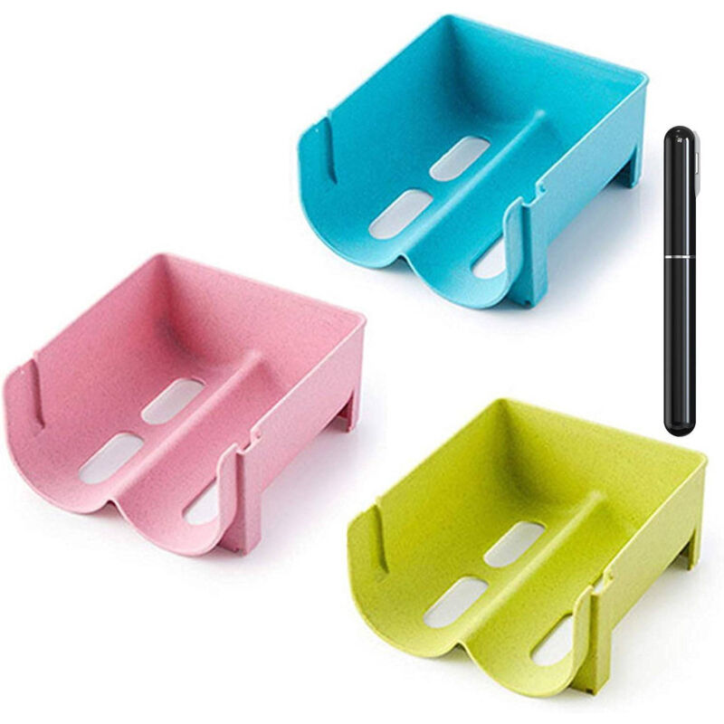 Sunxury - Lot de 3 étagères à bouteilles empilables en plastique avec tire-bouchon, organiseur de réfrigérateur, support de rangement de bouteilles