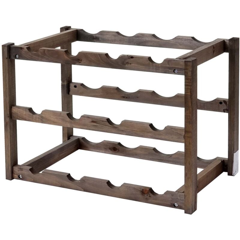 Décoshop26 - Lot de 3 étagères à vin rangement pour 12 bouteilles par étagères support à vin bois sapin 040006204