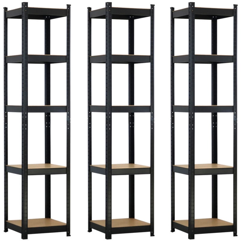Lot de 3 étagères modulaires avec 5 étagères réglables 180x40x40cm 175Kg Thinia Home
