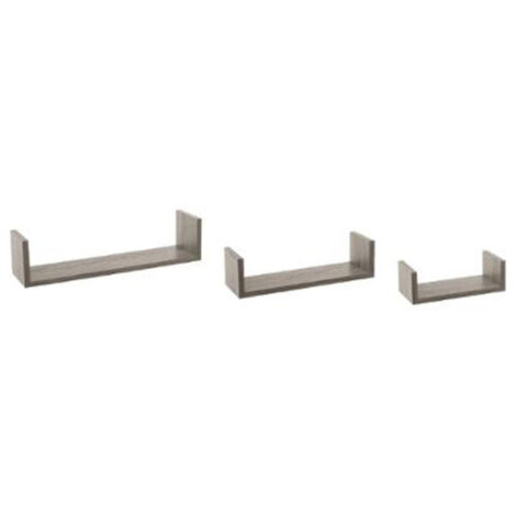 Lot de 3 Étagères Murales "Bord" 42cm Chêne Gris
