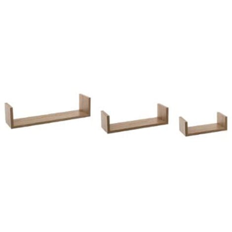 Lot de 3 Étagères Murales Bord 42cm Chêne Naturel