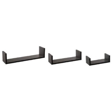 Lot de 3 Étagères Murales Bord 42cm Noir