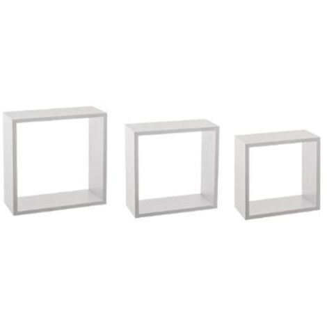 Five Simply Smart – Lot de 3 étagères murales 'Cube' 30cm en MDF blanc – Installation facile – Pour optimisation d'espace moderne – Charge maximale 1,8 kg
