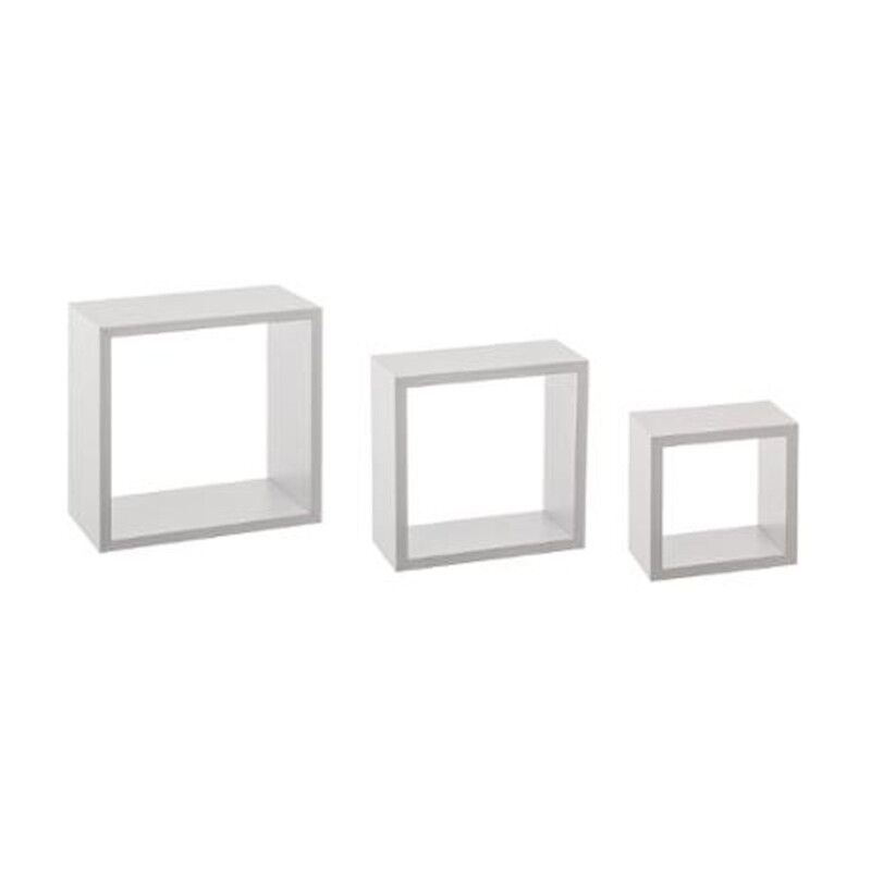 Lot de 3 Étagères Murales Cube 25cm Blanc