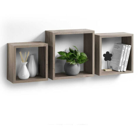 Lot de 3 Étagères Murales "Cube" 30cm Chêne