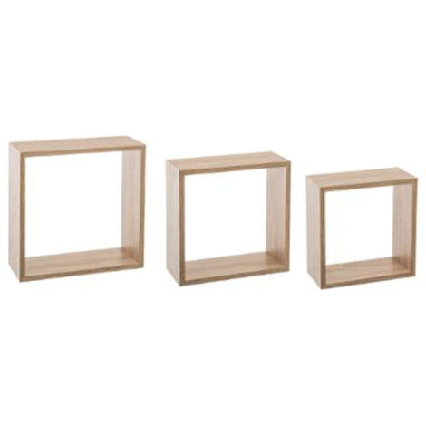 Lot de 3 Étagères Murales "Cube" 30cm Naturel
