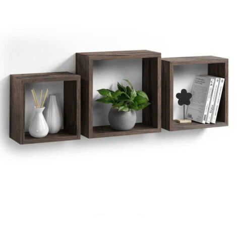Lot de 3 Étagères Murales "Cube" 30cm Noyer