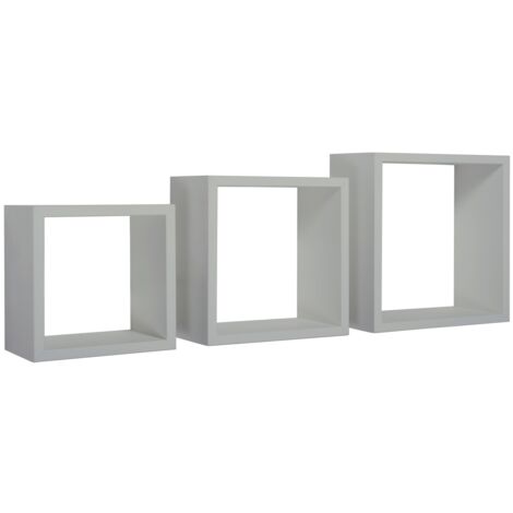 Lot de 3 étagères murales design cubique moderne Incubo - Gris foncé