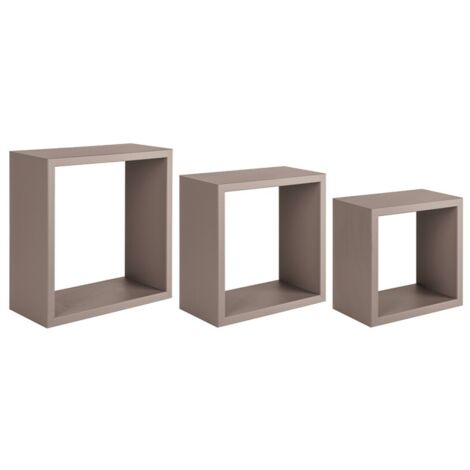 Lot de 3 étagères murales design cubique moderne Incubo - Taupe