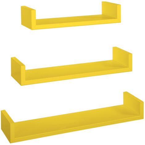Lot de 3 étagères murales design moderne Calamita - Jaune