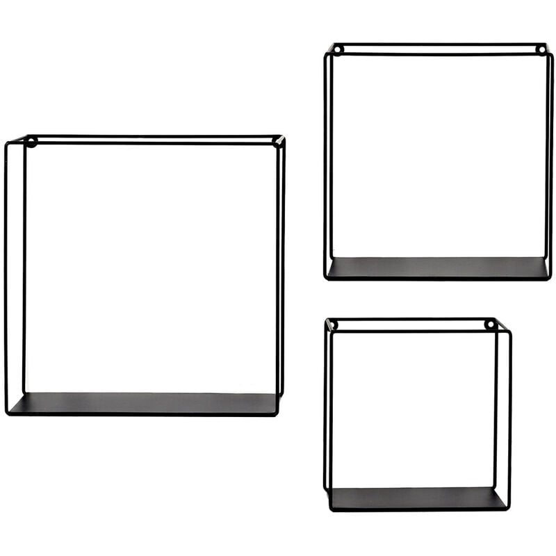 Set 3 Étagères Carrées En Métal