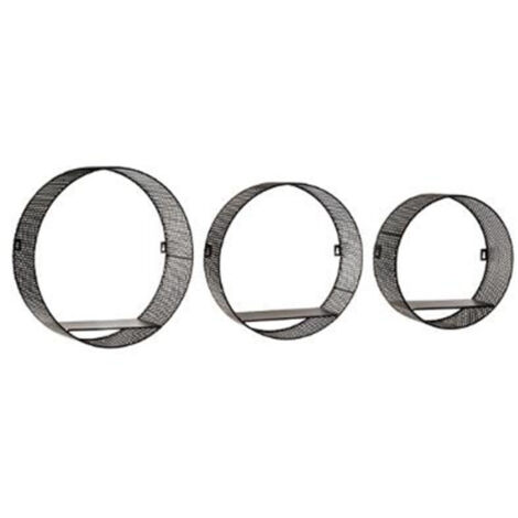 Lot de 3 Étagères Murales en Métal "Perf" 35cm Noir