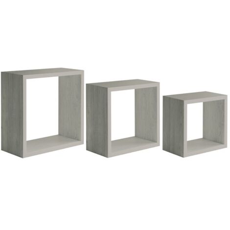 Lot de 3 étagères murales modernes cube Incubo Slim - Gris