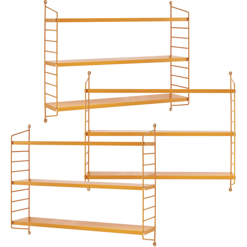 [en.casa] - Lot de 3 étagères murales Strängnäs acier 50 x 60 x 15 cm orange