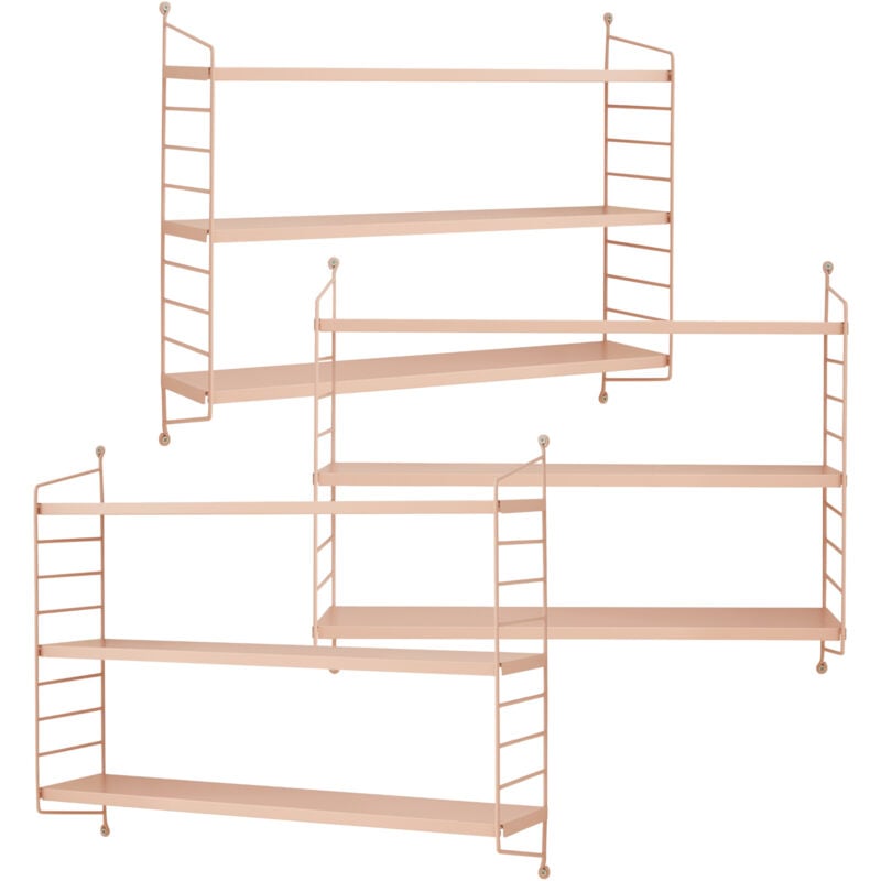 [en.casa] - Lot de 3 étagères murales Strängnäs acier 50 x 60 x 15 cm saumon