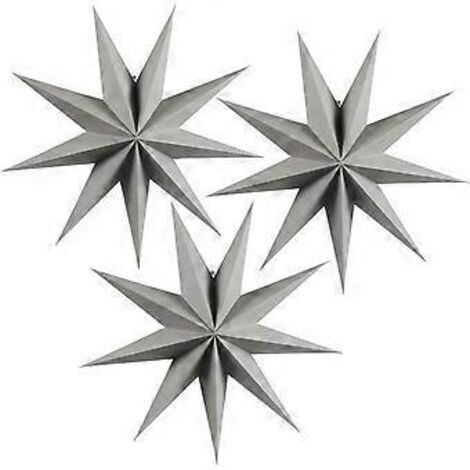Lot de 3 étoiles en papier à suspendre, décorations de sapin de Noël, pendentifs étoiles à suspendre, ornements de plafond de Noël, décorations étoiles 3D