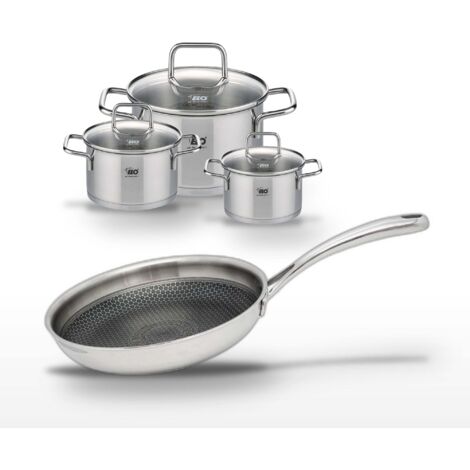 Lot de 3 Faitouts 12/14/20cm et Poêle 28cm Elo Relief Evolution