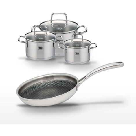 Lot de 3 Faitouts Elo Relief Evolution 14/16/20 cm et Poêle 24 cm
