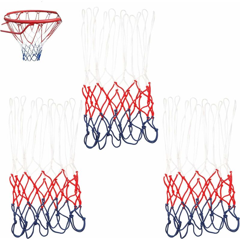Lot de 3 filets de basket-ball professionnels, filet de rechange pour basket-ball, filet pour panier de basket de taille standard, filet pour panier